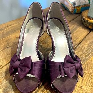 Purple heels, worn once for wedding.